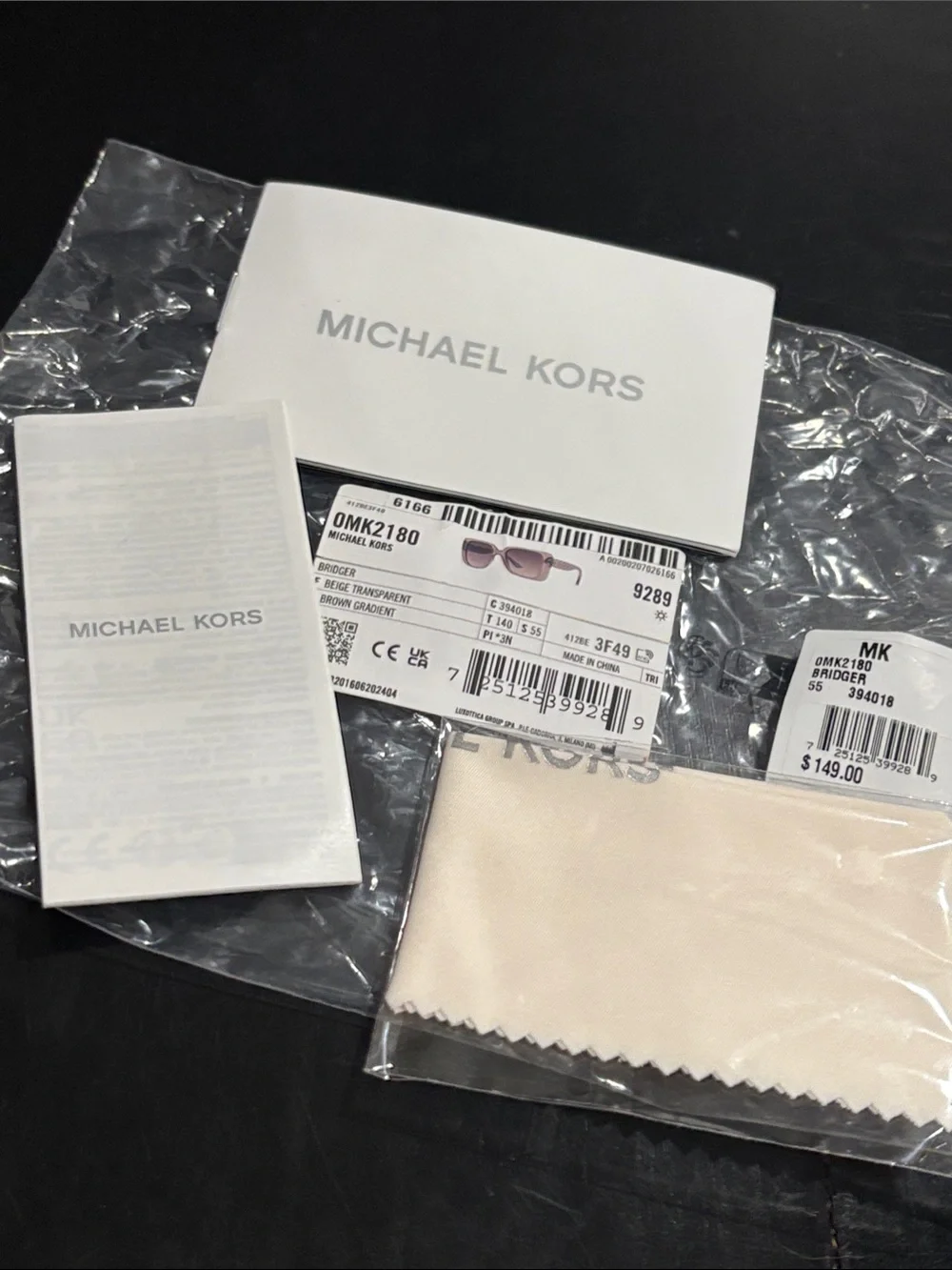NWT MICHAEL KORS MK2180 “BRIDGER” SUNGLASSES Beige Transparent / Brown Gradient - Picture 5 of 12